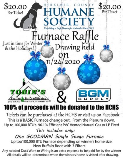 Furnace Raffle! 100 % of proceeds going to HCHS. Tickets can be ...